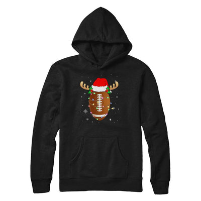 Santa Hat Football Reindeer Christmas Gifts-T-Shirt & Sweatshirt-Pullover Hoodie-Black