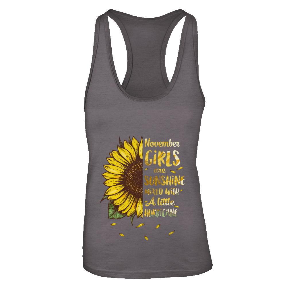 November Girls Are Sunshine Mixed With A Little Hurricane-T-Shirt & Tank Top-Women's Ideal Racerback Tank-Dark Grey