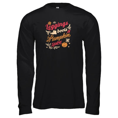 Leggings Boots Pumkin Spice-T-Shirt & Tank Top-Long Sleeve T-Shirt-Black