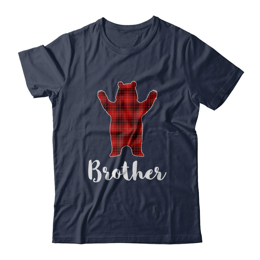 Red Brother Bear Buffalo Plaid Family Christmas Pajamas-T-Shirt & Sweatshirt-Classic T-Shirt-Navy