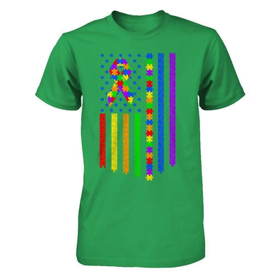 Autism Awarenes American Flag-T-Shirt & Hoodie-Premium T-Shirt-Kelly Green