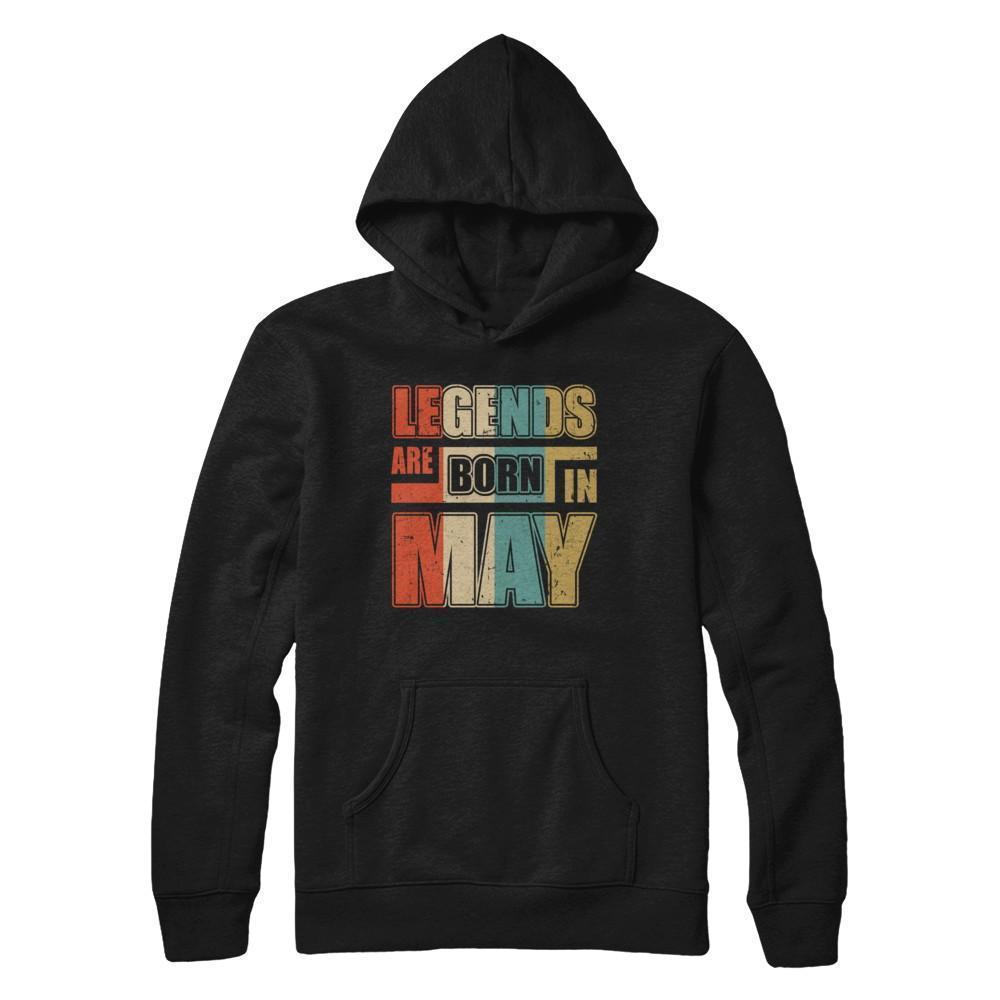 Classic Vintage Legends Are Born In May Birthday-T-Shirt & Hoodie-Pullover Hoodie-Black