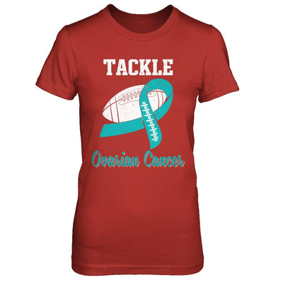 Football Survivor Tackle Teal Ovarian Cancer Awareness-T-Shirt & Hoodie-Women's T-Shirt-Red