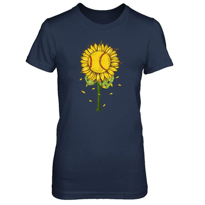 Sunflower Softball Mom Daughter Lover Gift-T-Shirt & Tank Top-Women's T-Shirt-Navy
