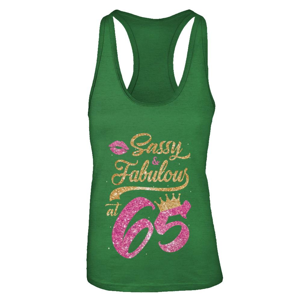Sassy And Fabulous At 65th 1956 Birthday Gift-T-Shirt & Tank Top-Women's Ideal Racerback Tank-Kelly Green
