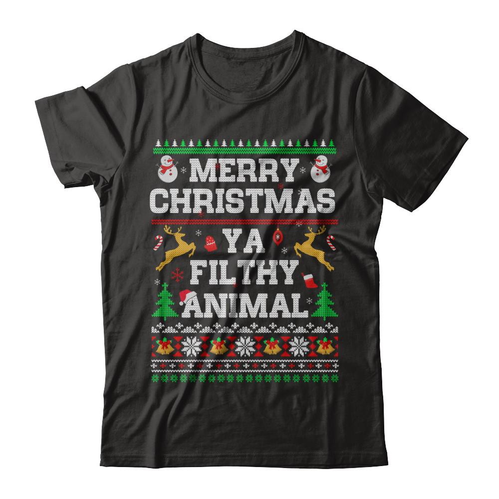 Merry Christmas Filthy Animal Ugly Sweater-T-Shirt & Sweatshirt-Premium T-Shirt-Black