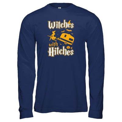 Witches With Hitches Camping Funny Halloween-T-Shirt & Tank Top-Long Sleeve T-Shirt-Navy