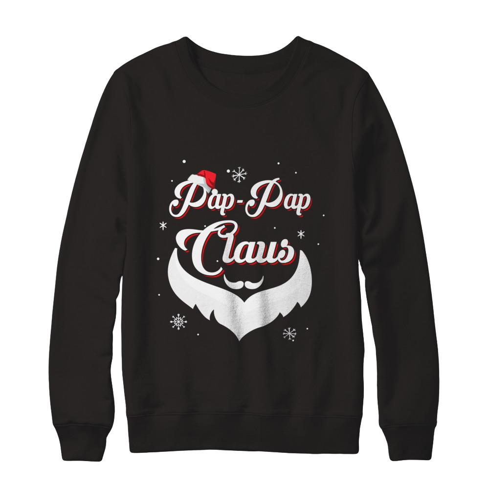 Santa Beard Matching Christmas Pajamas Pap-Pap Claus-T-Shirt & Sweatshirt-Crewneck Sweatshirt-Black