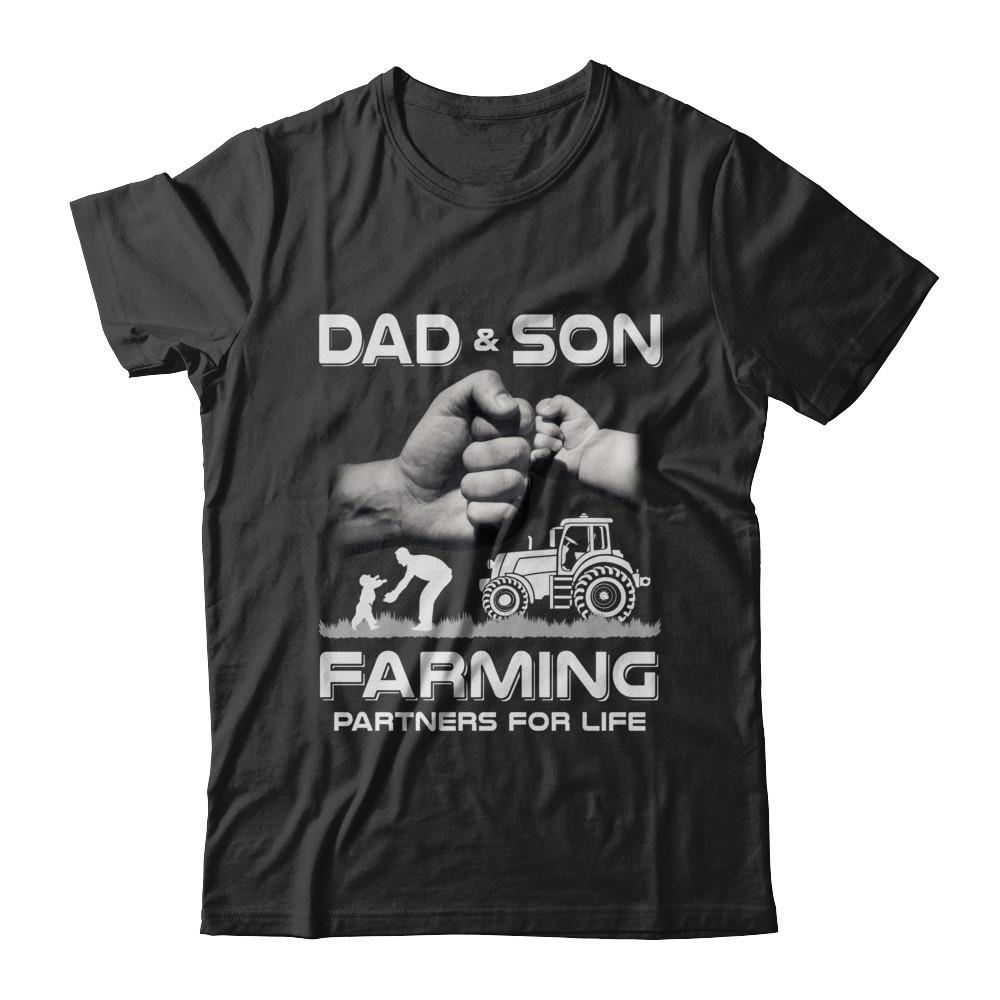 Farmer Dad And Son Farming Partners For Life Fathers Day-T-Shirt & Hoodie-Classic T-Shirt-Black