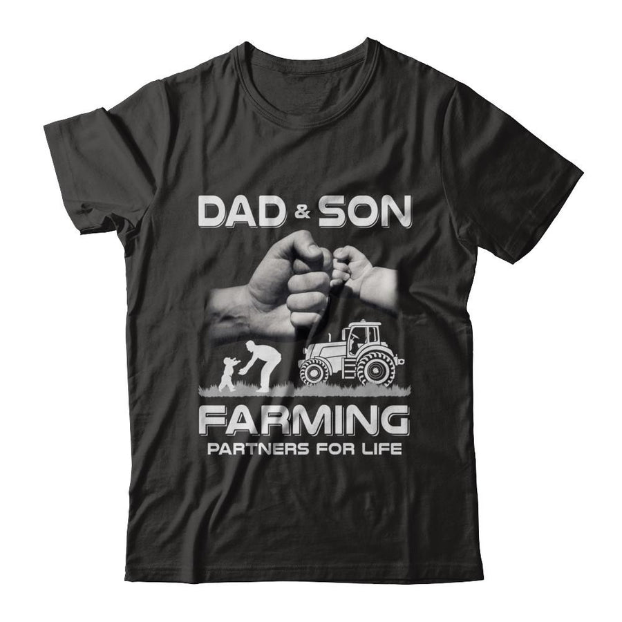 Farmer Dad And Son Farming Partners For Life Fathers Day-T-Shirt & Hoodie-Classic T-Shirt-Black