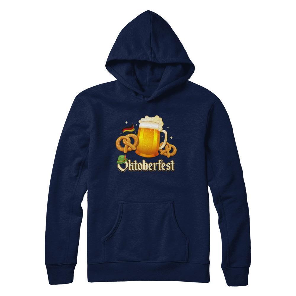 Oktoberfest Beer Pretzel Lederhosen Germany-T-Shirt & Hoodie-Pullover Hoodie-Navy