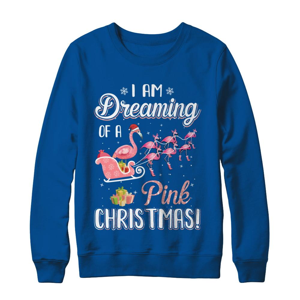 I Am Dreaming Of A Pink Christmas Funny Flamingo-T-Shirt & Sweatshirt-Crewneck Sweatshirt-Deep Royal