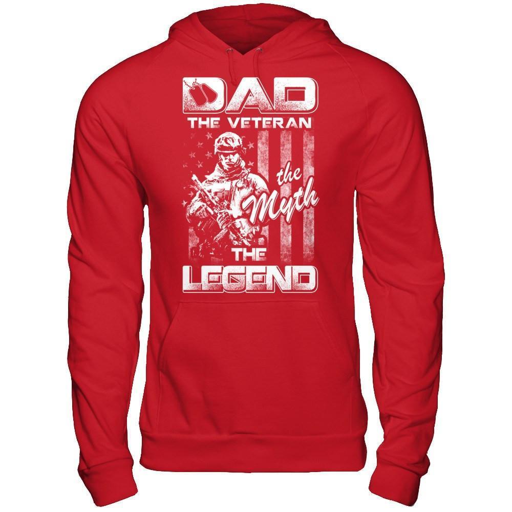 Dad The Veteran The Myth The Legend-T-Shirt & Hoodie-Pullover Hoodie-Red