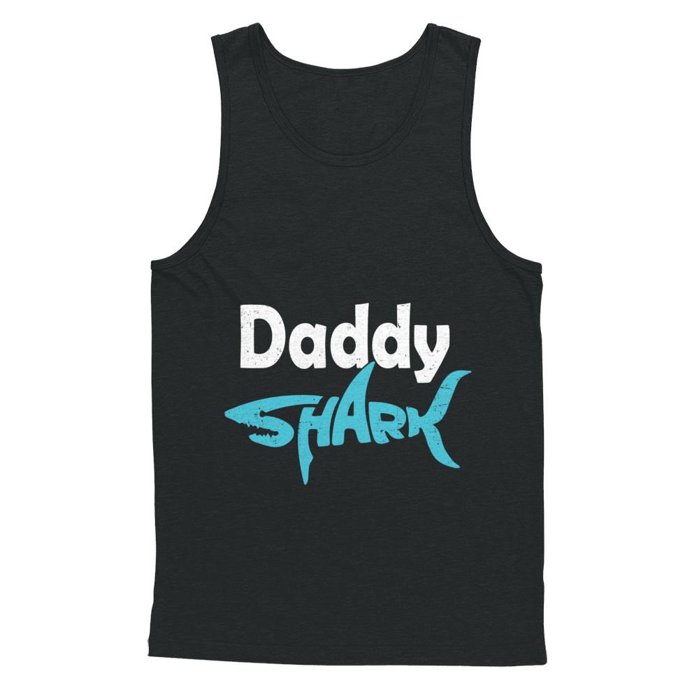 Daddy Shark Dad Family Fathers Day Gifts Idea-T-Shirt & Hoodie-Unisex Tank-Black