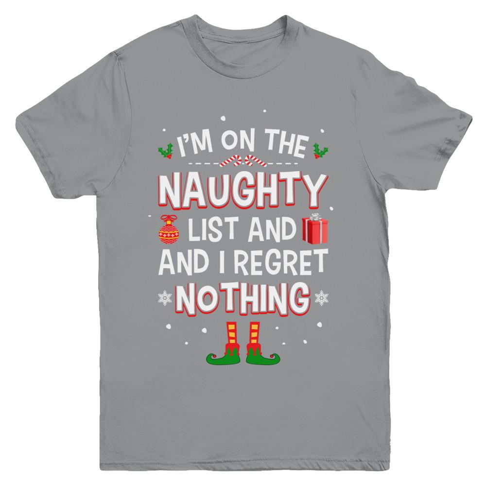 I'm On The Naughty List Funny Christmas Youth-Youth Shirt-Youth T-Shirt-Sport Grey