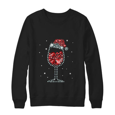 Diamond Wine Glasses Santa Hat Christmas-T-Shirt & Sweatshirt-Crewneck Sweatshirt-Black