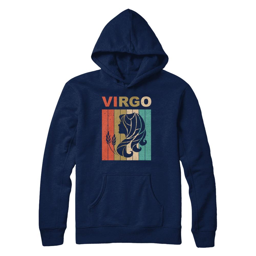 Vintage Virgo Zodiac August September Birthday Gift-T-Shirt & Hoodie-Pullover Hoodie-Navy
