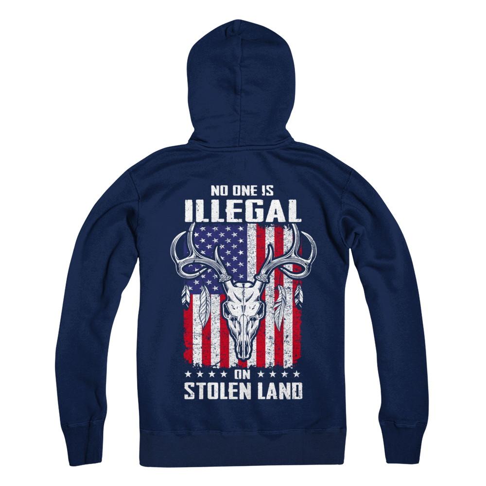 No One Is Illegal On Stolen Land Immigrants-T-Shirt & Hoodie-Pullover Hoodie-Navy