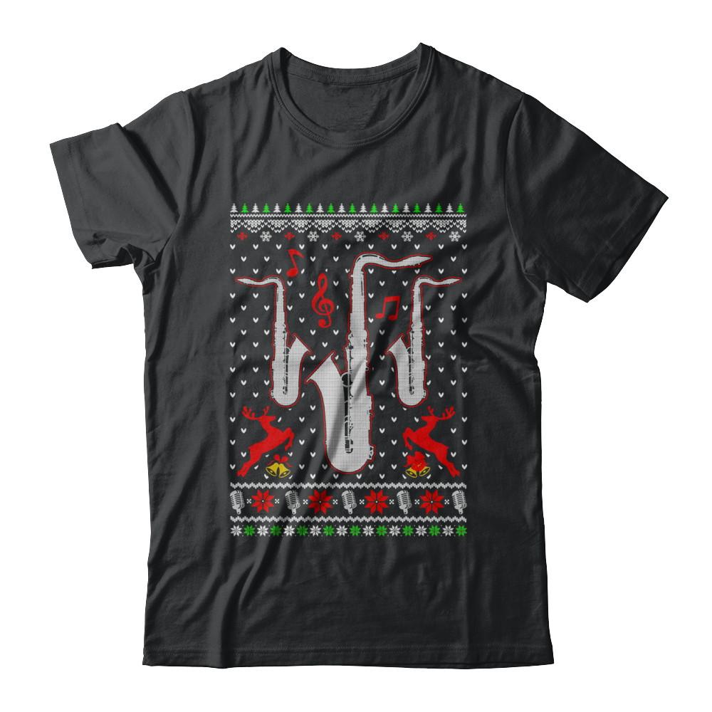 Santa Saxophone Ugly Christmas Sweater Gifts