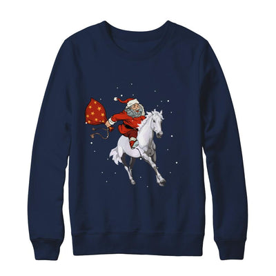Horse Christmas Santa Rider-T-Shirt & Sweatshirt-Crewneck Sweatshirt-Navy
