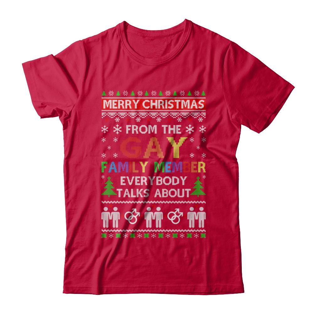 LGBT Merry Christmas From Gay Family Ugly Christmas Sweater-T-Shirt & Sweatshirt-Classic T-Shirt-Red