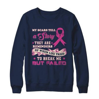My Scars Tell A Story Breast Cancer Awareness-T-Shirt & Sweatshirt-Crewneck Sweatshirt-Navy