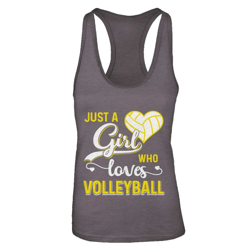 Just A Girl Who Loves Volleyball-T-Shirt & Tank Top-Women's Ideal Racerback Tank-Dark Grey