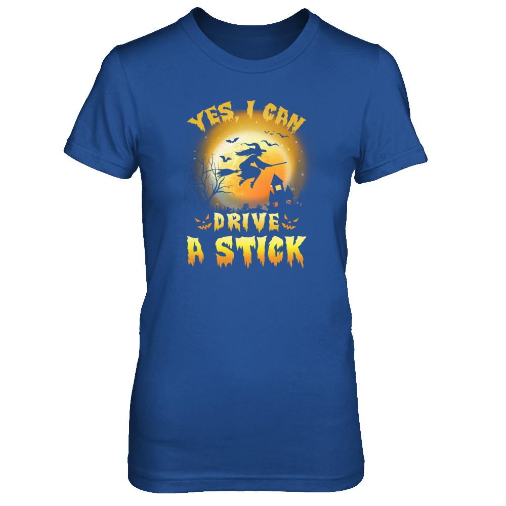 Yes I Can Drive A Stick Broom Funny Halloween Witch-T-Shirt & Tank Top-Women's T-Shirt-Royal