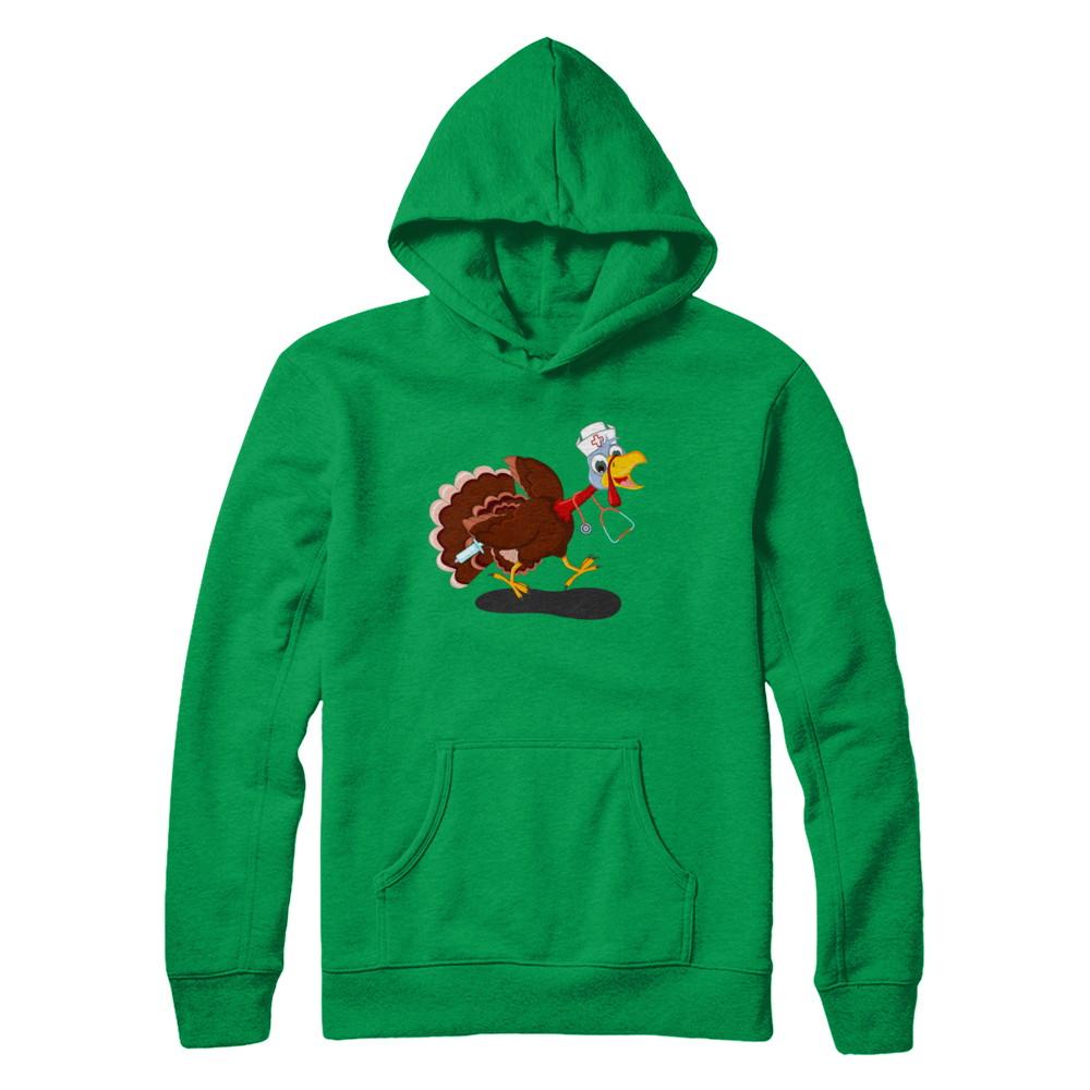 Nurse Turkey Funny Thanksgiving Day-T-Shirt & Hoodie-Pullover Hoodie-Irish Green