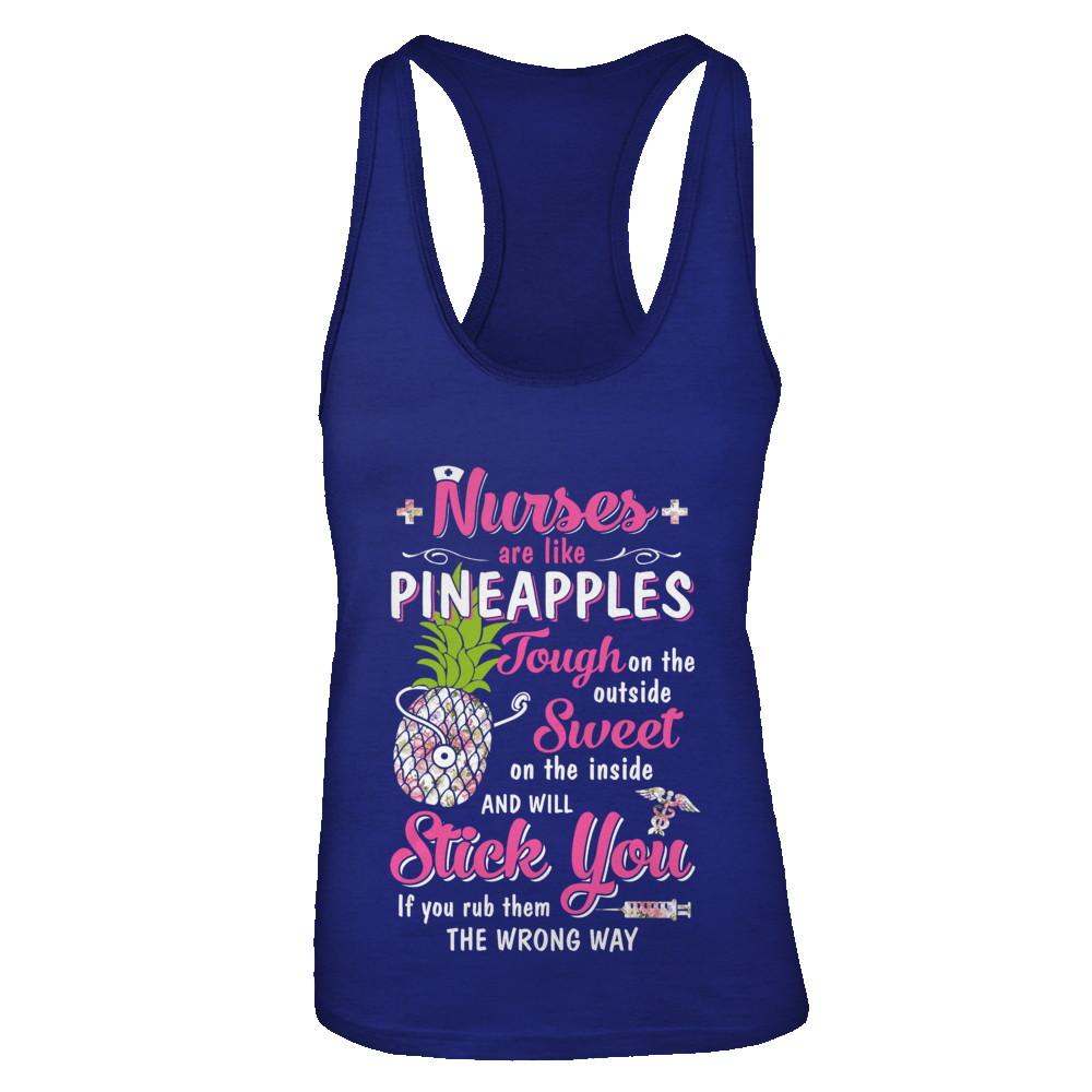 Funny Nurses Are Like Pineapples CNA Nursing Gift-T-Shirt & Tank Top-Women's Ideal Racerback Tank-Royal