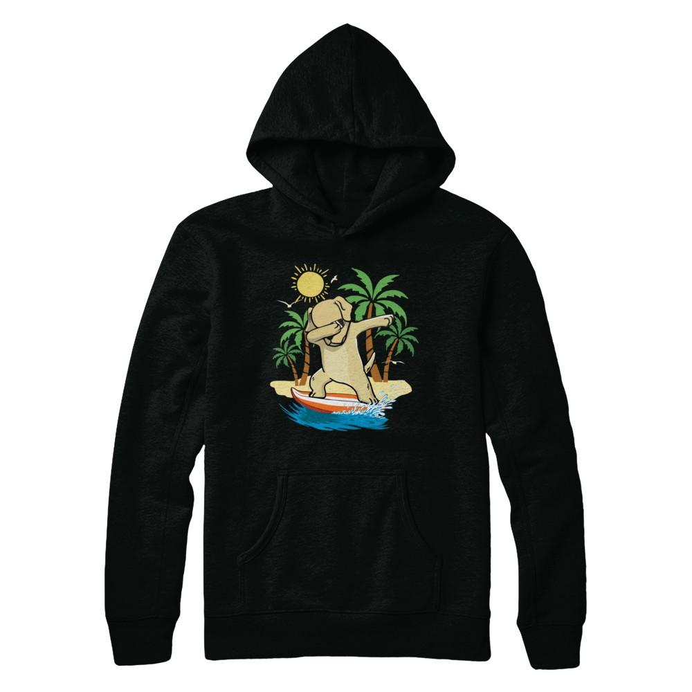 Summer Vacation Dabbing Labrador Surfing Surfboard Gift-T-Shirt & Hoodie-Pullover Hoodie-Black