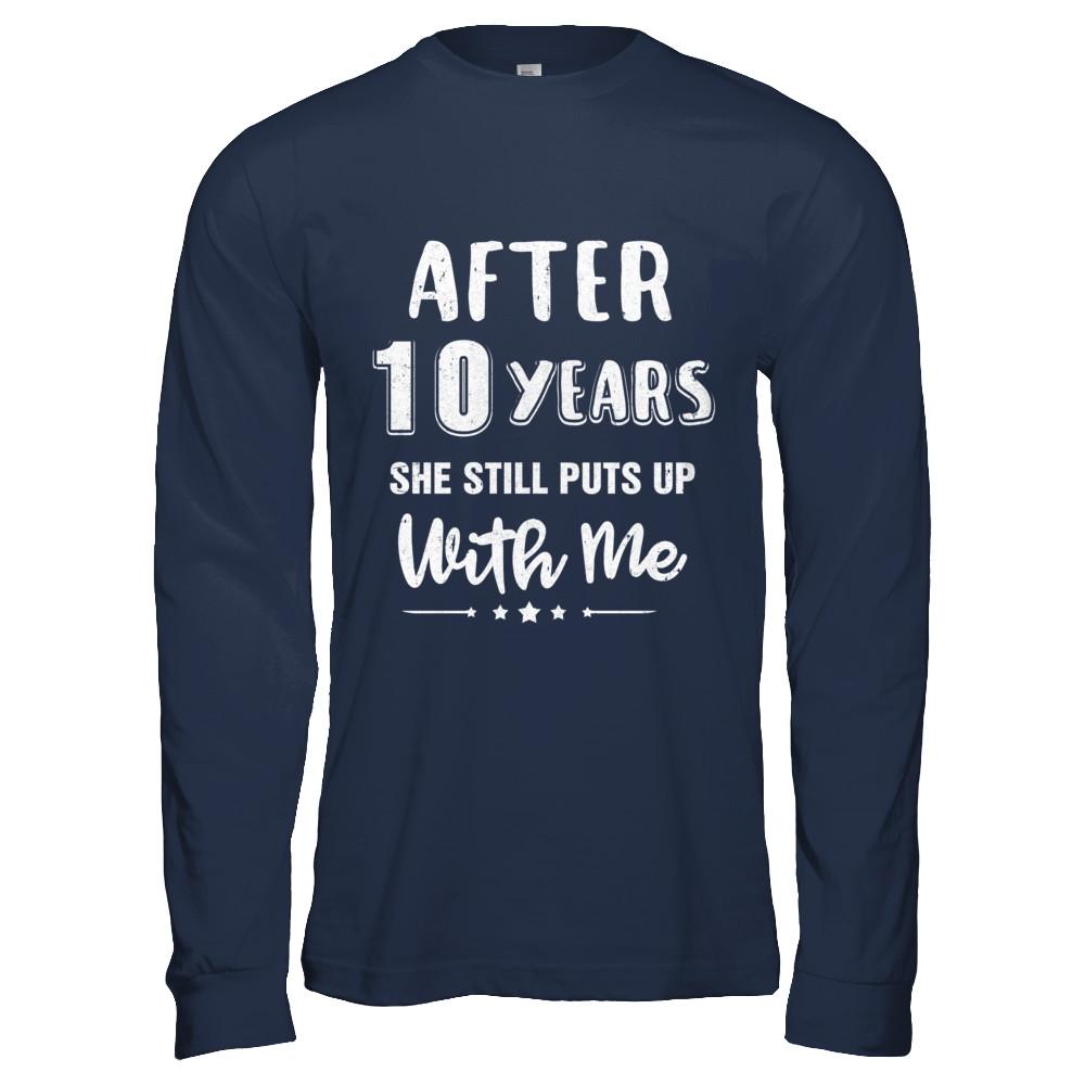 10Th Wedding Anniversary Funny Husband Gift-T-Shirt & Hoodie-Long Sleeve T-Shirt-Navy