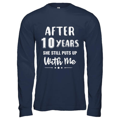 10Th Wedding Anniversary Funny Husband Gift-T-Shirt & Hoodie-Long Sleeve T-Shirt-Navy