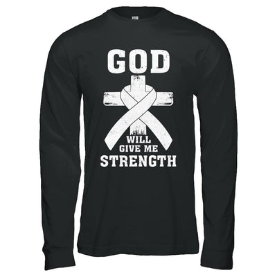 God Will Give Me Strength Clear Lung Cancer Gift-T-Shirt & Hoodie-Long Sleeve T-Shirt-Black