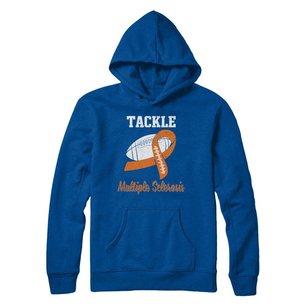 Football Survivor Tackle Orange Multiple Sclerosis Awareness-T-Shirt & Hoodie-Pullover Hoodie-Deep Royal
