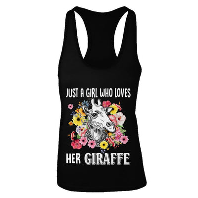 Just A Girl Who Loves Her Giraffe-T-Shirt & Tank Top-Women's Ideal Racerback Tank-Black