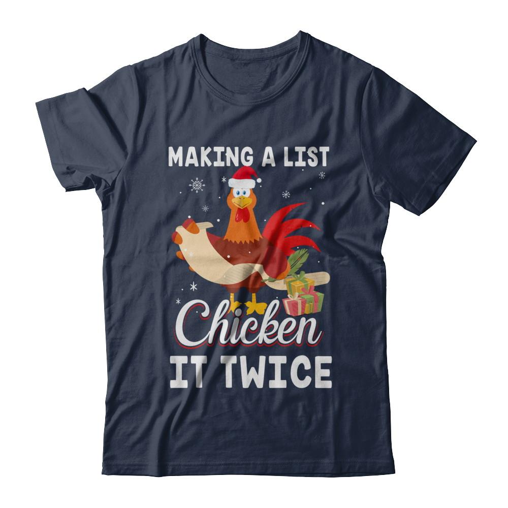Chicken It Twice Funny Chicken Christmas-T-Shirt & Sweatshirt-Classic T-Shirt-Navy