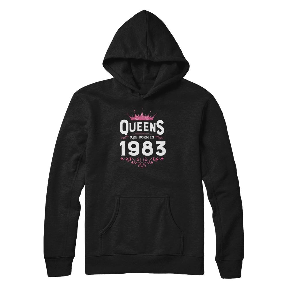 Queens Are Born In 1983 Birthday Gift-T-Shirt & Tank Top-Pullover Hoodie-Black
