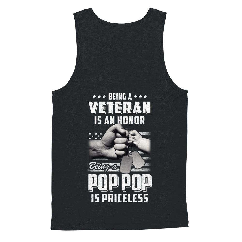 Being A Veteran Is An Honor Being A Pop Pop Is Priceless-T-Shirt & Hoodie-Unisex Tank-Black