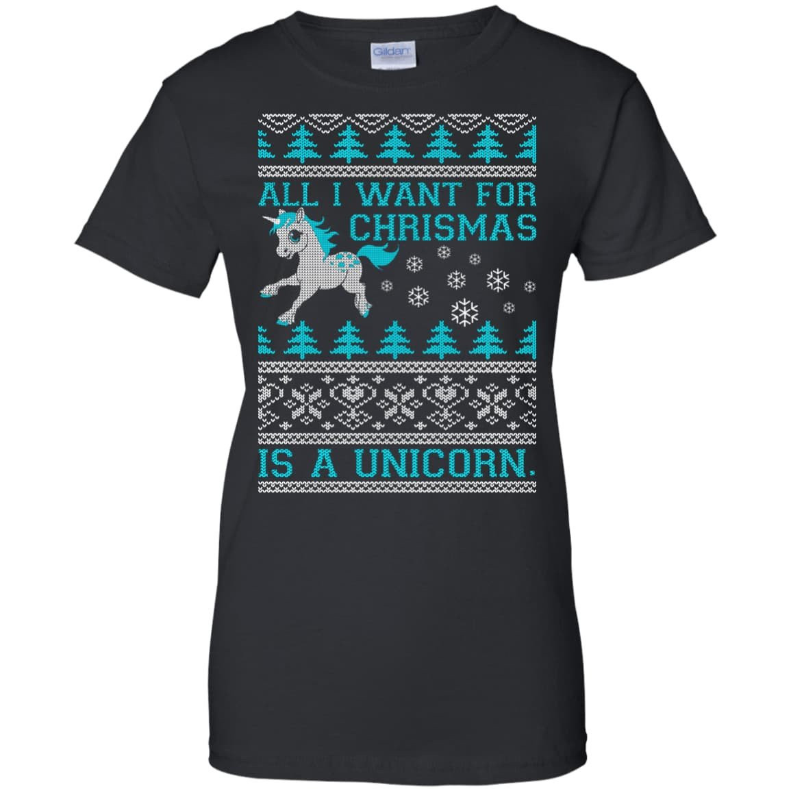 All I Want For Christmas Is A Unicorn Sweater-T-Shirt & Hoodie-Women's T-Shirt-Black