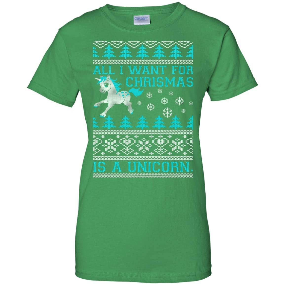 All I Want For Christmas Is A Unicorn Sweater-T-Shirt & Hoodie-Women's T-Shirt-Irish Green
