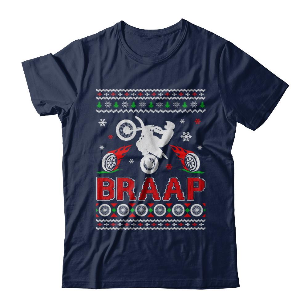 Motocross Sweater Christmas Dirt Bike BRAAP-T-Shirt & Sweatshirt-Classic T-Shirt-Navy