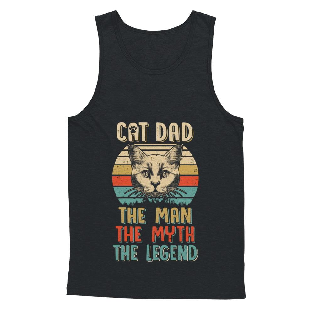 Cat Dad The Man The Myth Legend Fathers Day Gift Daddy-T-Shirt & Hoodie-Unisex Tank-Black