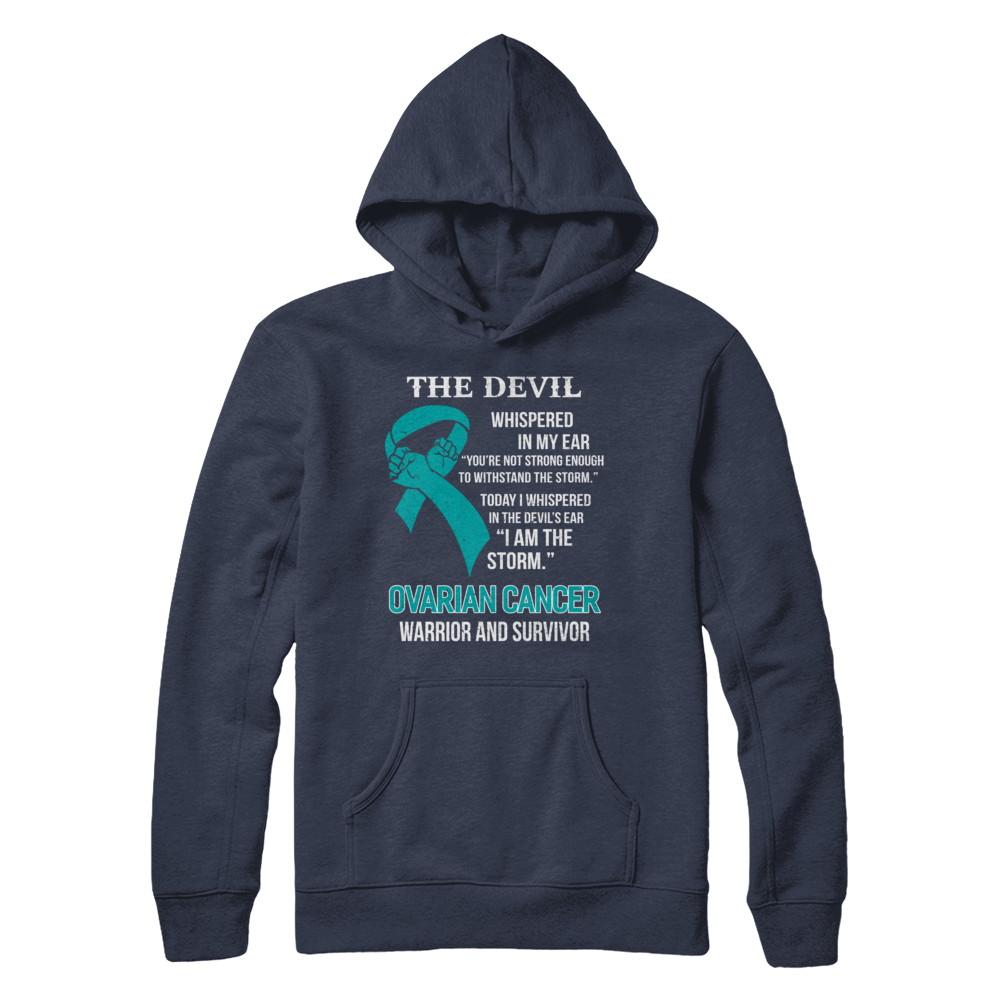I Am The Storm Support Ovarian Cancer Warrior Survivor-T-Shirt & Hoodie-Pullover Hoodie-Navy