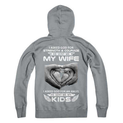 I Asked God Strength And Angel He Sent Me My Wife Kids-T-Shirt & Hoodie-Pullover Hoodie-Light Steel