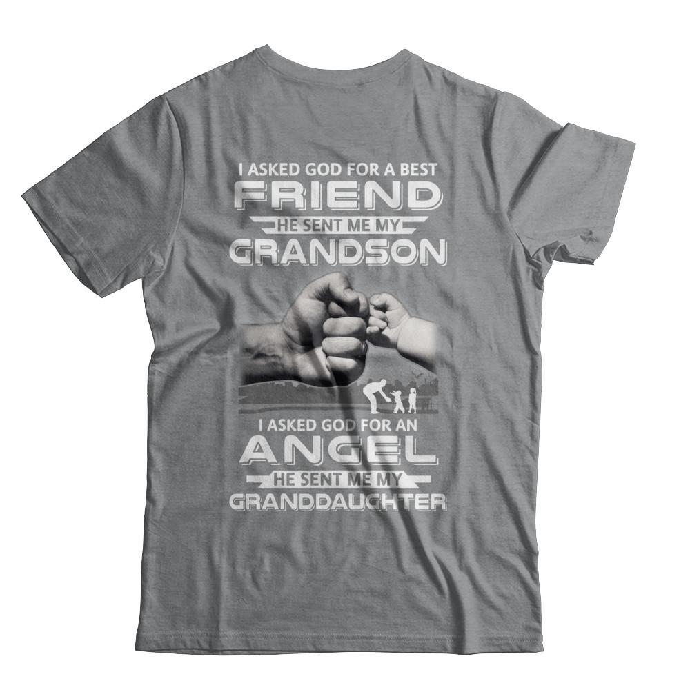 A Best Friend He Sent Me My Grandson & Angel Granddaughter-T-Shirt & Hoodie-Classic T-Shirt-Sport Grey