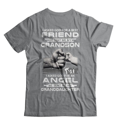 A Best Friend He Sent Me My Grandson & Angel Granddaughter-T-Shirt & Hoodie-Classic T-Shirt-Sport Grey
