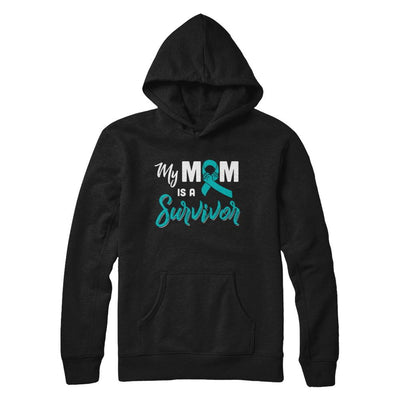 My Mom Is A Survivor Ovarian Son Daughter Support-T-Shirt & Hoodie-Pullover Hoodie-Black