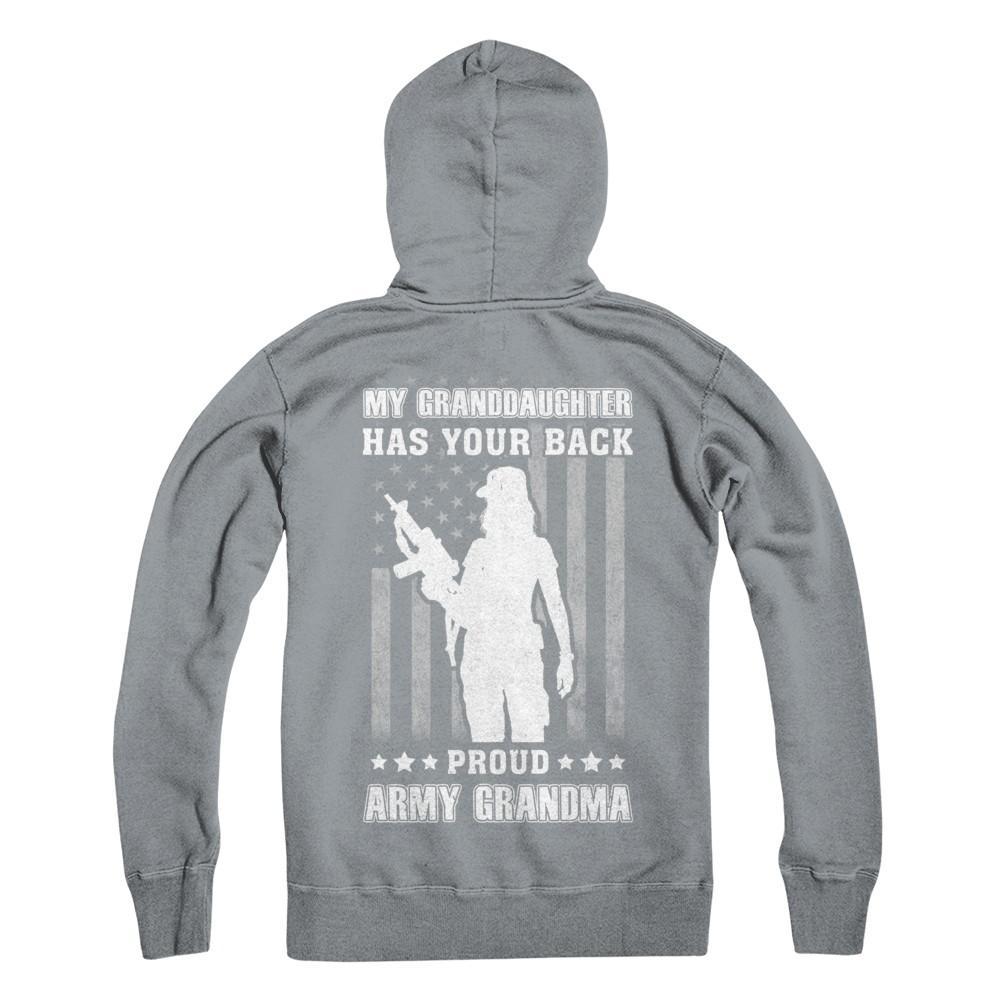 My Granddaughter Has Your Back Proud Proud Army Grandma-T-Shirt & Hoodie-Pullover Hoodie-Light Steel
