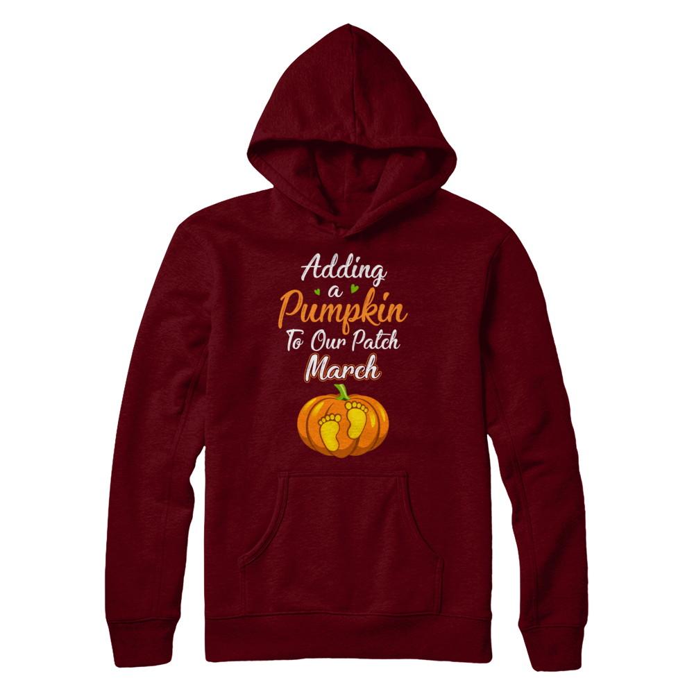 Halloween Pumpkin Pregnancy Mom Due Date In March 2021-T-Shirt & Hoodie-Pullover Hoodie-Maroon